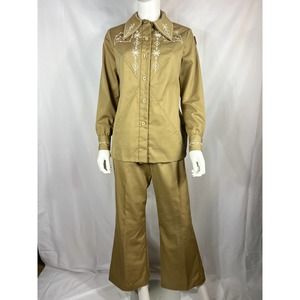 1970's Tan Western Embroidered Outfit (2-piece)